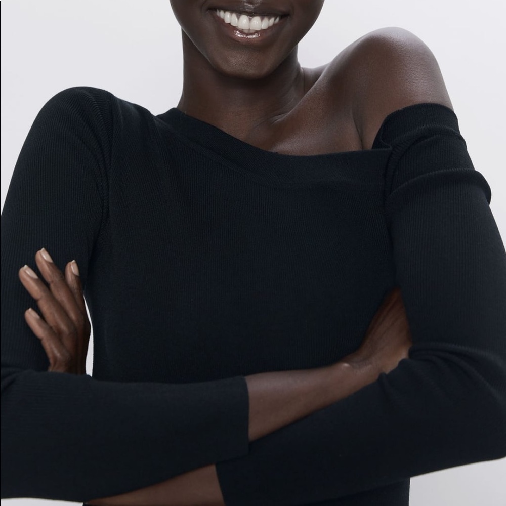 ZARA 2020 tailored knitted fitted black dress - Picture 6 of 11